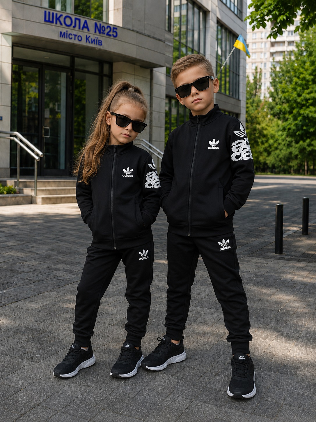 Чорний дитячий костюм Adidas — фото 2