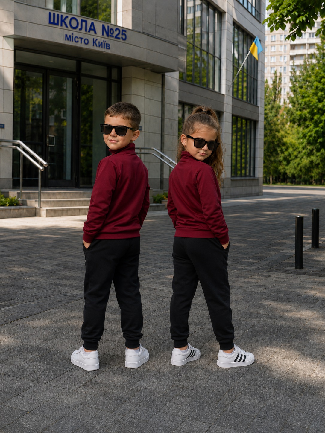 Дитячий костюм Adidas бордо — фото 3
